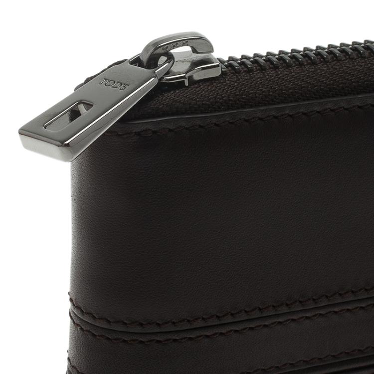 Pre Owned Tod's Two Tone Leather Zip Around Wallet