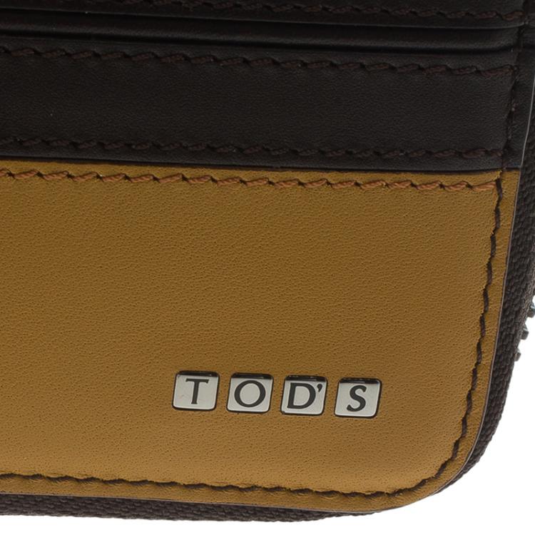 Pre Owned Tod's Two Tone Leather Zip Around Wallet