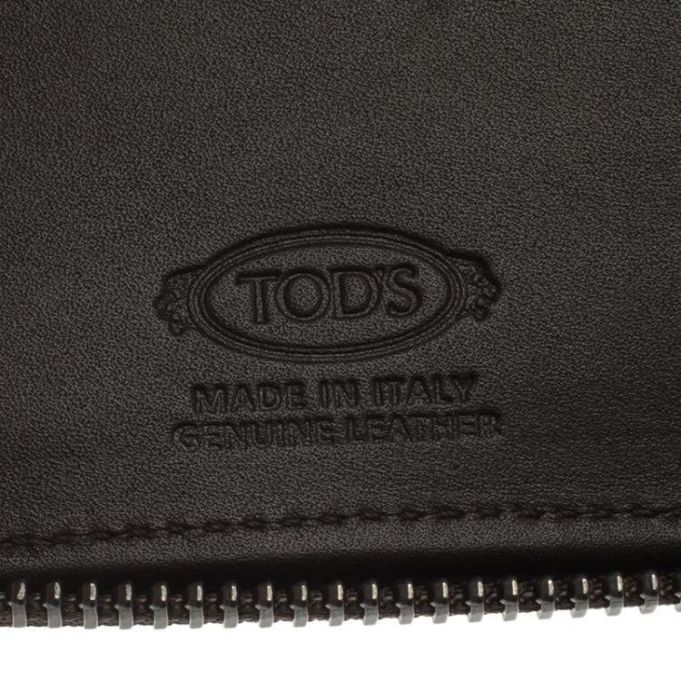 Pre Owned Tod's Two Tone Leather Zip Around Wallet