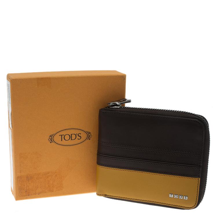 Pre Owned Tod's Two Tone Leather Zip Around Wallet