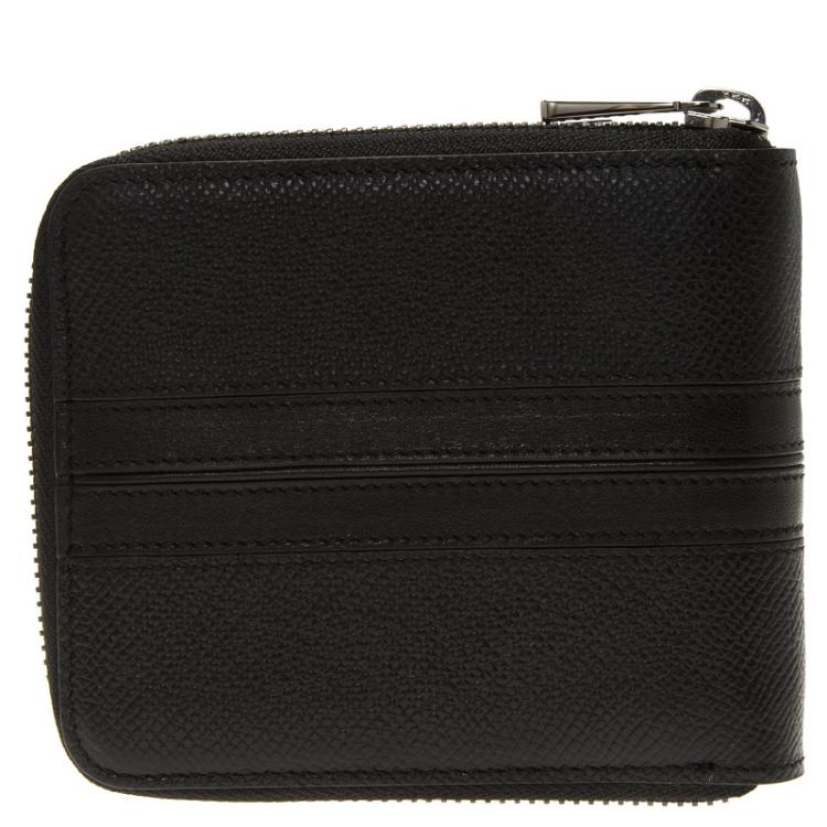 Pre Owned Tod's Black Leather Zip-Around Compact Wallet