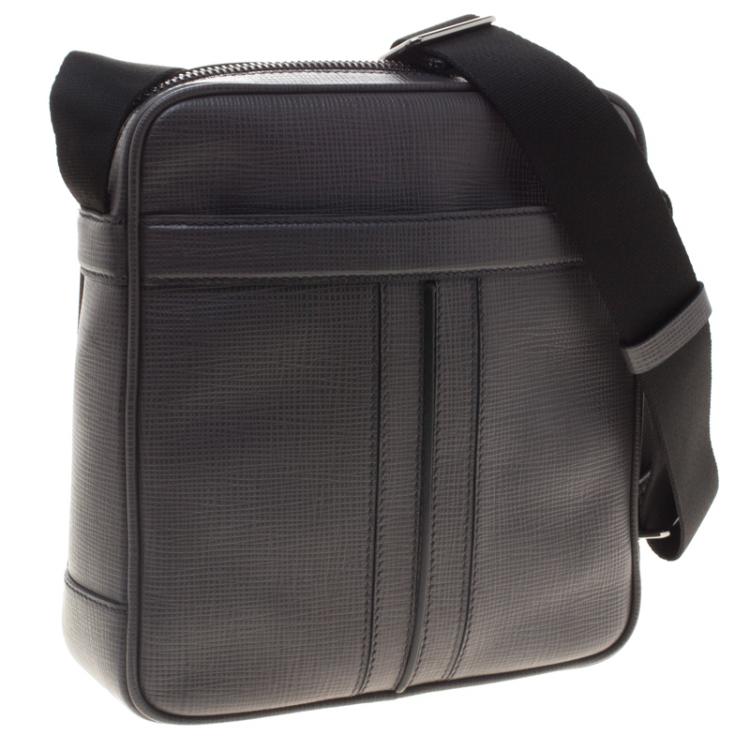 Pre Owned Tod's Grey Leather Double Stripe Reporter Bag