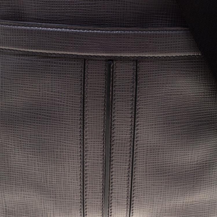 Pre Owned Tod's Grey Leather Double Stripe Reporter Bag