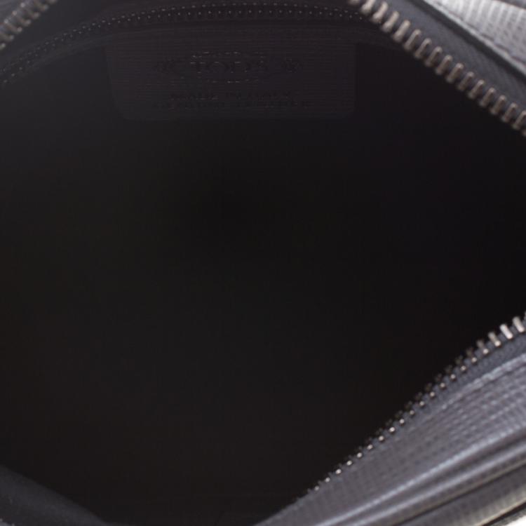 Pre Owned Tod's Grey Leather Double Stripe Reporter Bag