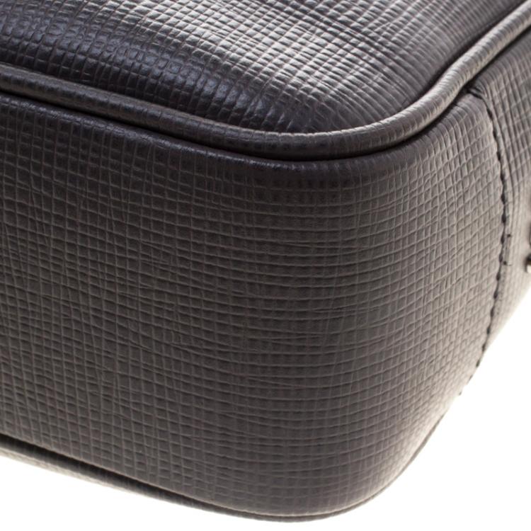 Pre Owned Tod's Grey Leather Double Stripe Reporter Bag