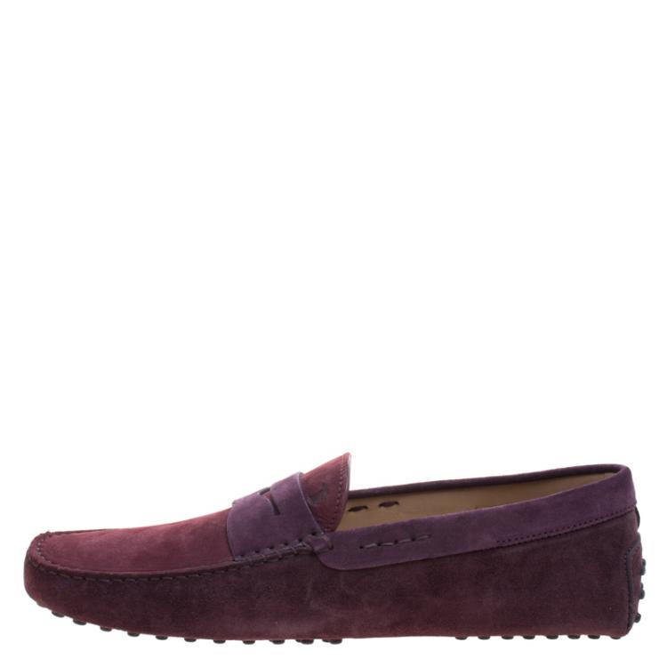 Pre Owned Tod's Purple Suede Penny Loafers  Size 44.5