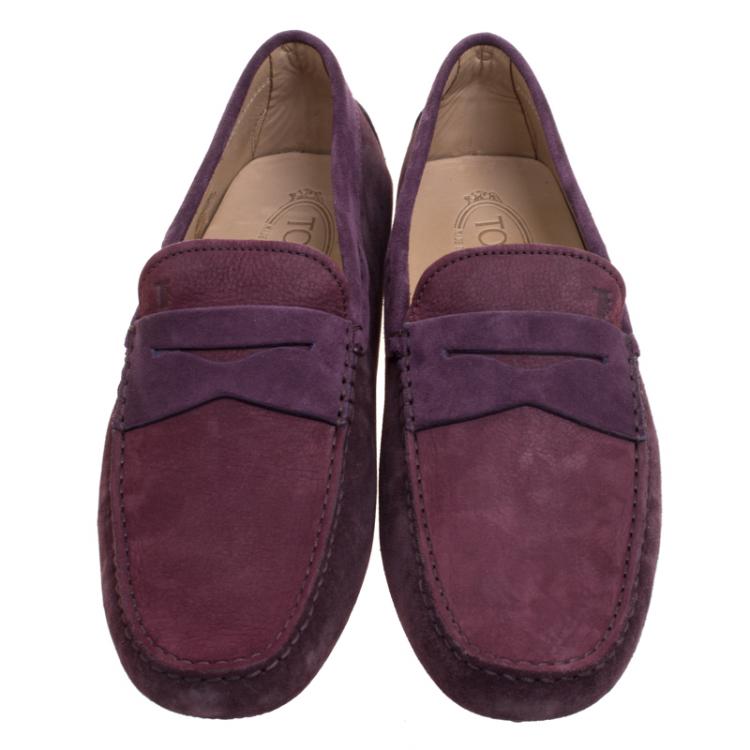 Pre Owned Tod's Purple Suede Penny Loafers  Size 44.5