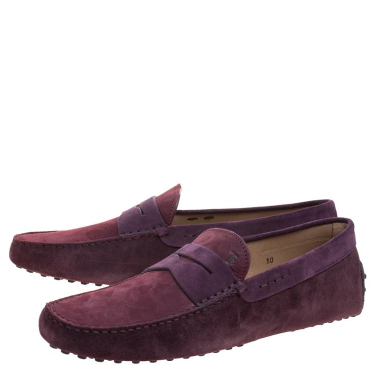 Pre Owned Tod's Purple Suede Penny Loafers  Size 44.5