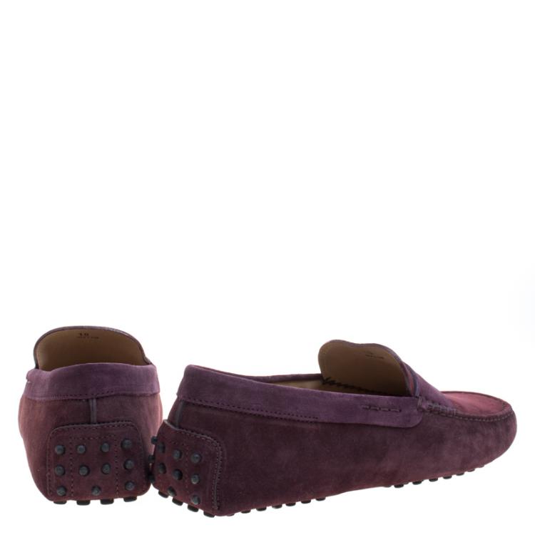 Pre Owned Tod's Purple Suede Penny Loafers  Size 44.5