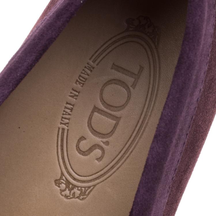 Pre Owned Tod's Purple Suede Penny Loafers  Size 44.5