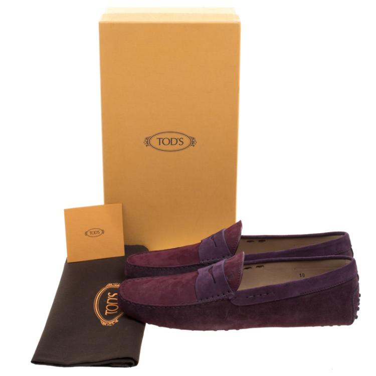 Pre Owned Tod's Purple Suede Penny Loafers  Size 44.5