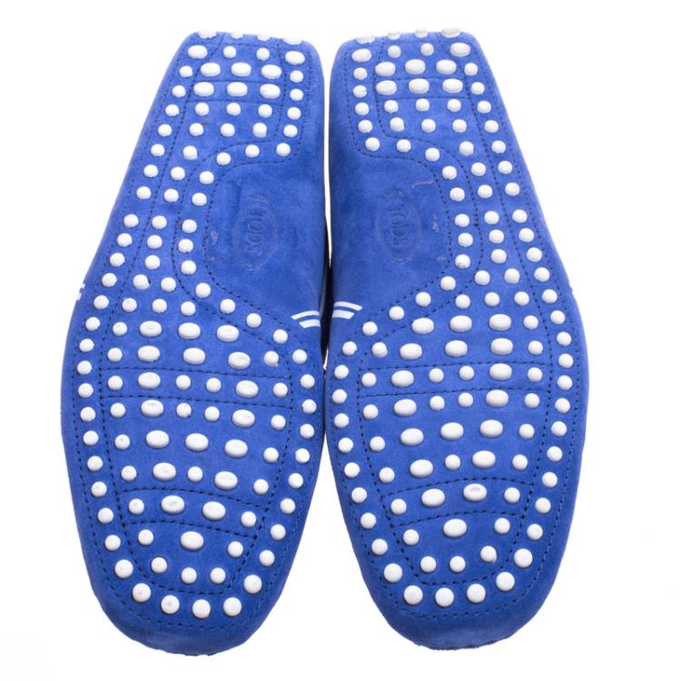 مملوكة مسبقًا Tod's Ferrari Blue Suede and White Leather Loafers Size 43