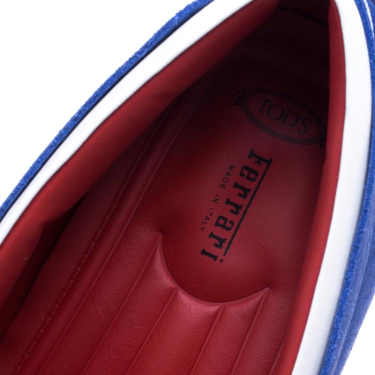 مملوكة مسبقًا Tod's Ferrari Blue Suede and White Leather Loafers Size 43