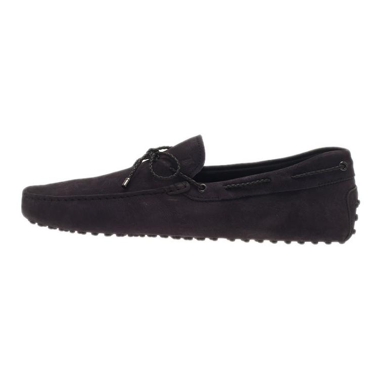 Pre Owned Tod's Black Suede Bow Loafers Size 45.5
