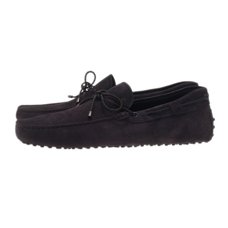 Pre Owned Tod's Black Suede Bow Loafers Size 45.5
