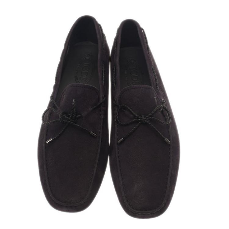 Pre Owned Tod's Black Suede Bow Loafers Size 45.5