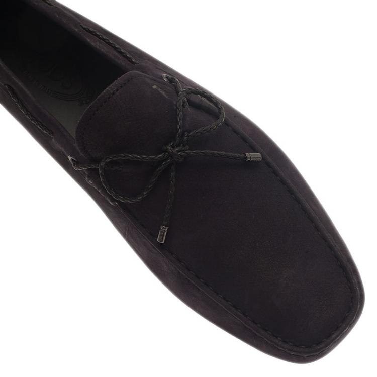 Pre Owned Tod's Black Suede Bow Loafers Size 45.5