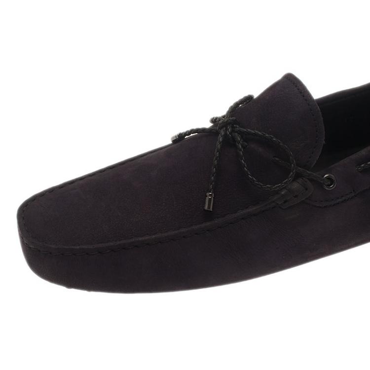 Pre Owned Tod's Black Suede Bow Loafers Size 45.5