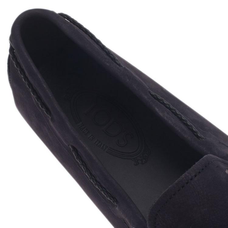 Pre Owned Tod's Black Suede Bow Loafers Size 45.5
