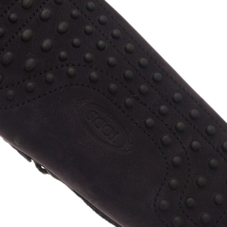 Pre Owned Tod's Black Suede Bow Loafers Size 45.5