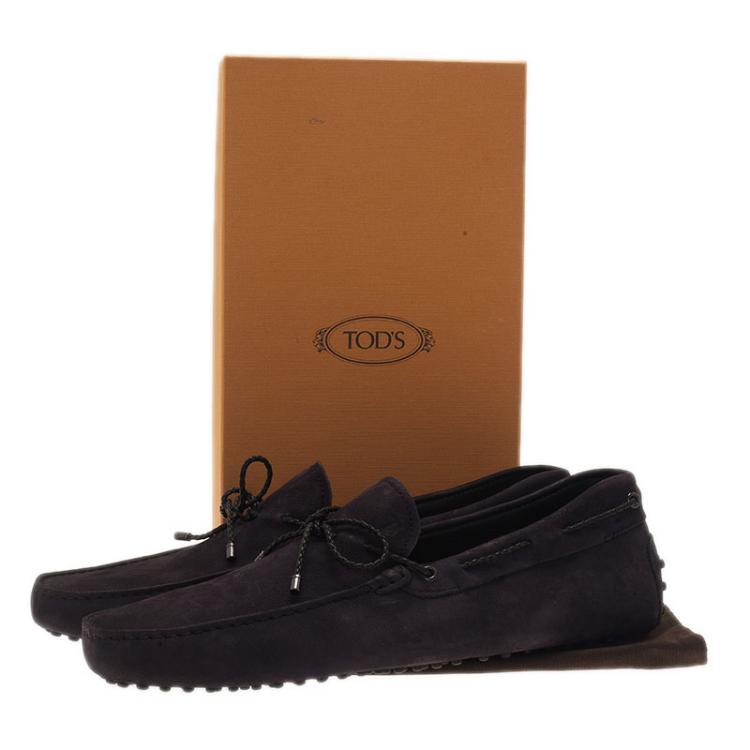 Pre Owned Tod's Black Suede Bow Loafers Size 45.5
