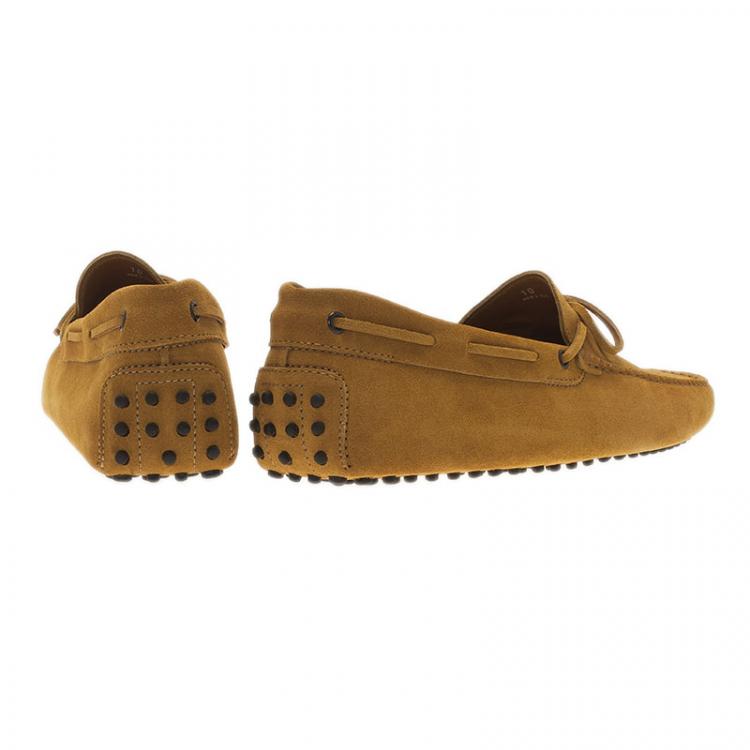 Pre Owned Tod's Mustard Yellow Suede Bow Loafers Size 44