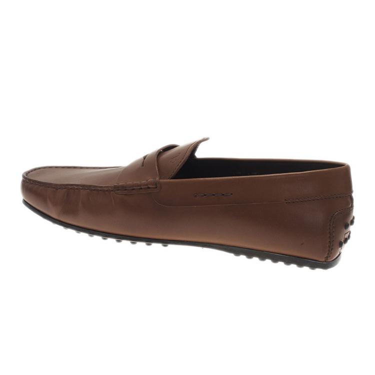 Pre Owned Tod's Brown Leather Penny Loafers Size 44.5