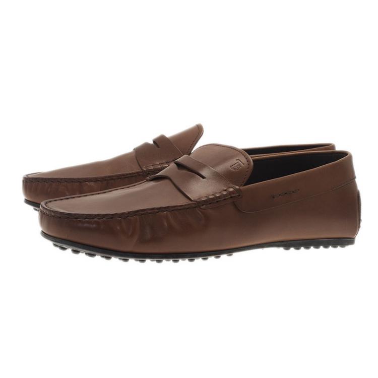Pre Owned Tod's Brown Leather Penny Loafers Size 44.5