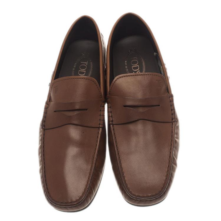 Pre Owned Tod's Brown Leather Penny Loafers Size 44.5
