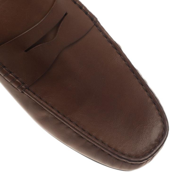 Pre Owned Tod's Brown Leather Penny Loafers Size 44.5