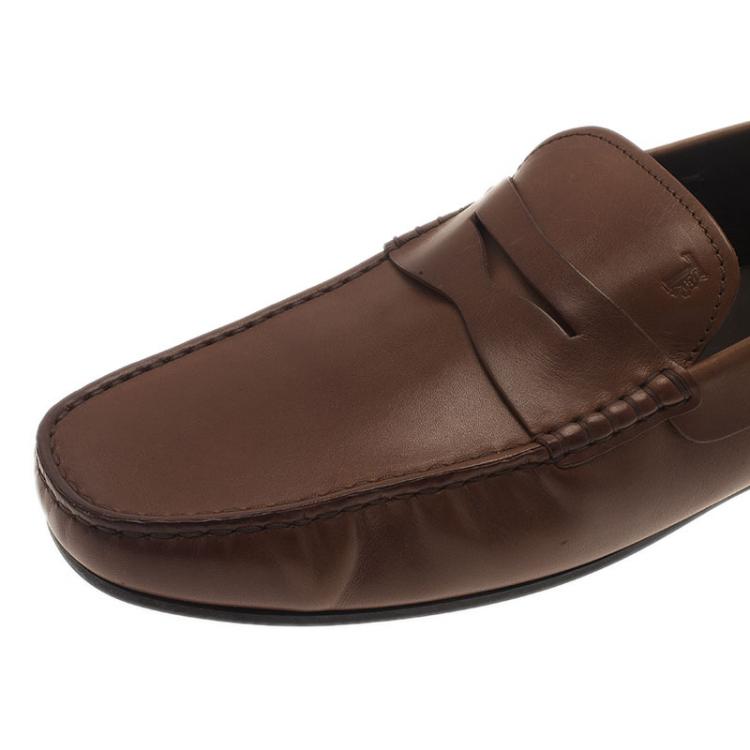 Pre Owned Tod's Brown Leather Penny Loafers Size 44.5