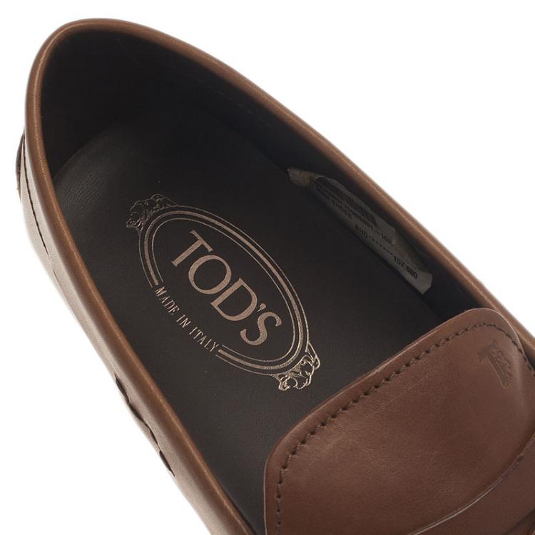 Pre Owned Tod's Brown Leather Penny Loafers Size 44.5