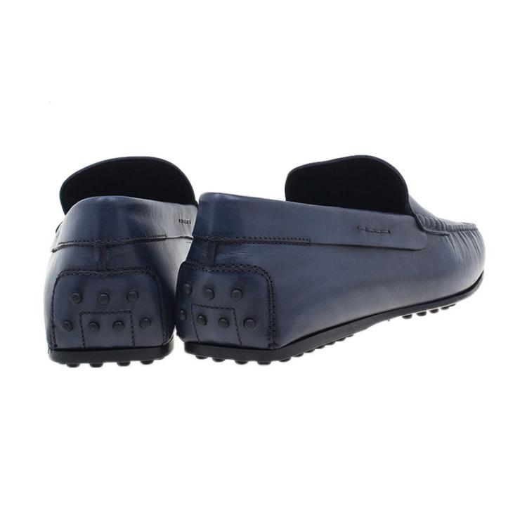 Pre Owned Tod's Blue Leather Penny Loafers Size 45