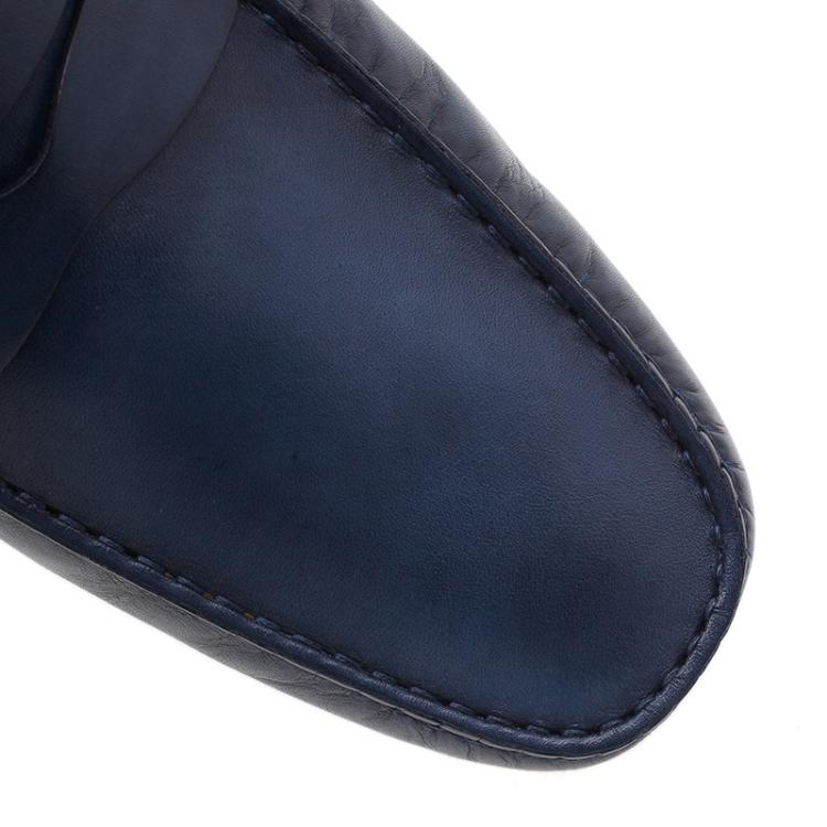 Pre Owned Tod's Blue Leather Penny Loafers Size 45