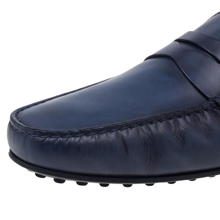 Pre Owned Tod's Blue Leather Penny Loafers Size 45