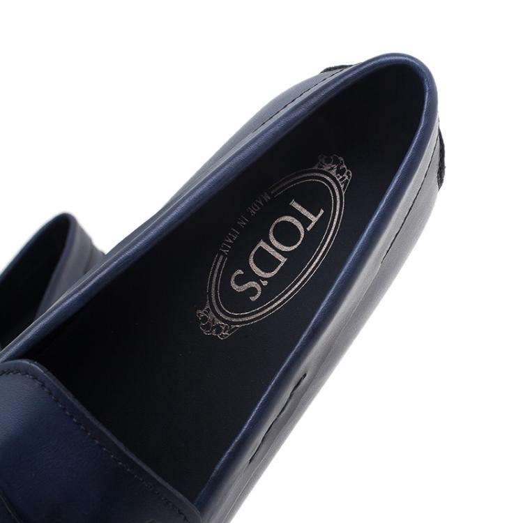 Pre Owned Tod's Blue Leather Penny Loafers Size 45