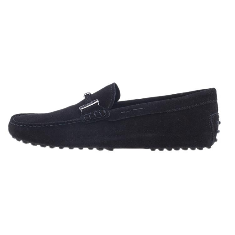Pre Owned Tod's Black Suede Horsebit Buckle Loafers Size 41.5