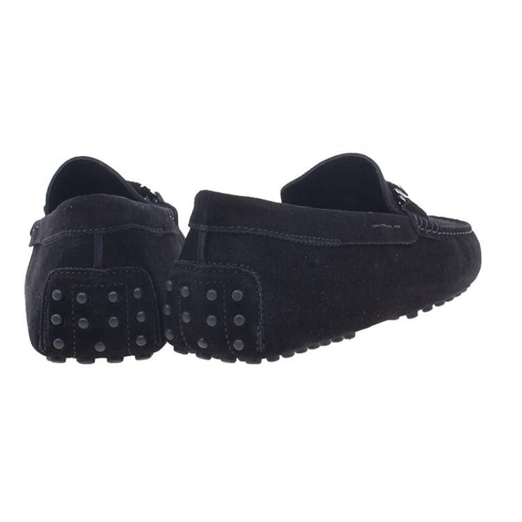 Pre Owned Tod's Black Suede Horsebit Buckle Loafers Size 41.5