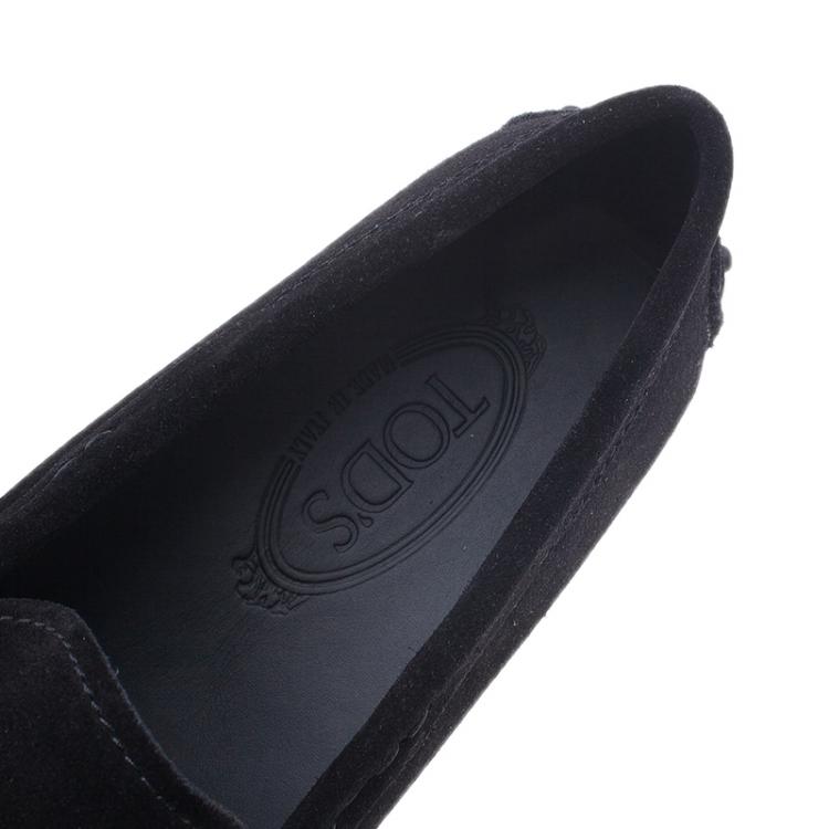 Pre Owned Tod's Black Suede Horsebit Buckle Loafers Size 41.5
