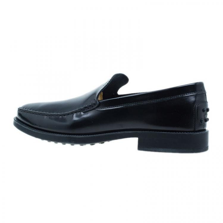 Pre Owned Tod's Black Leather Loafers Size 45