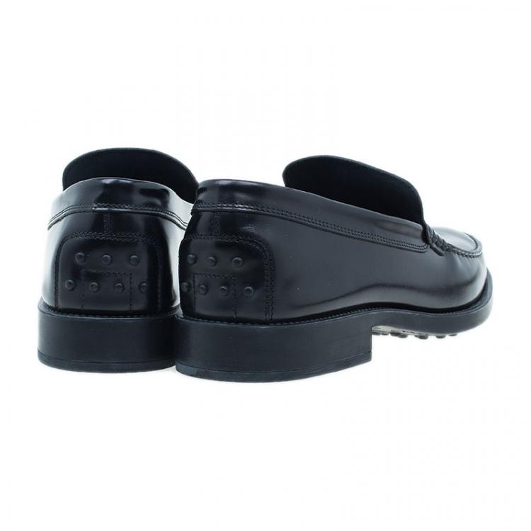 Pre Owned Tod's Black Leather Loafers Size 45