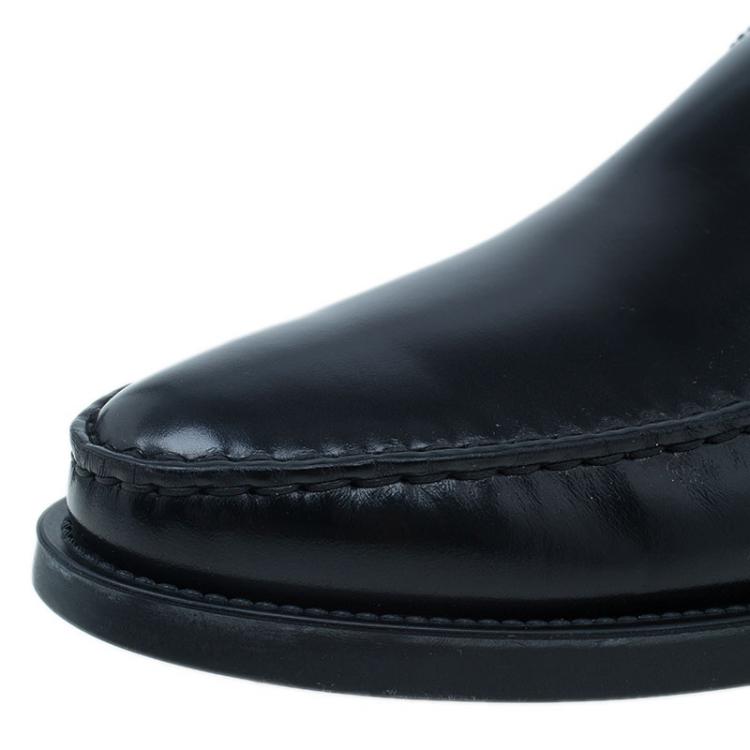 Pre Owned Tod's Black Leather Loafers Size 45