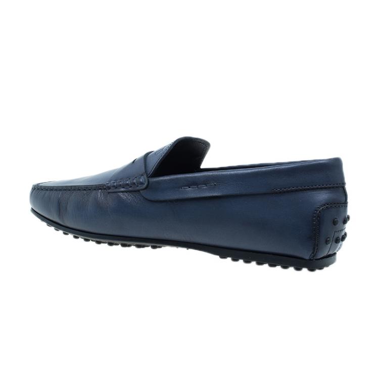 Pre Owned Tod's Blue Leather Loafers Size 43.5