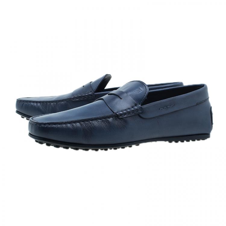 Pre Owned Tod's Blue Leather Loafers Size 43.5