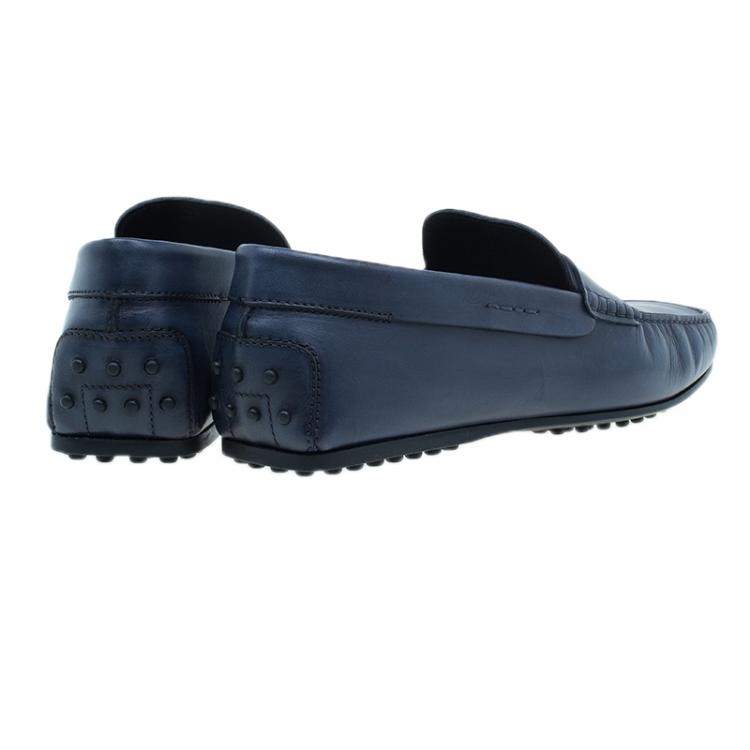 Pre Owned Tod's Blue Leather Loafers Size 43.5