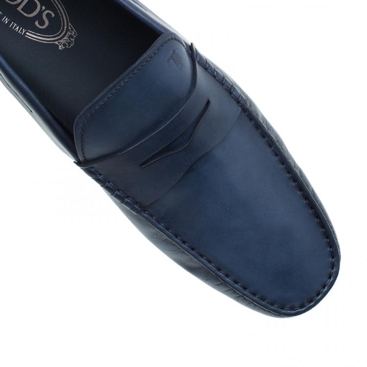 Pre Owned Tod's Blue Leather Loafers Size 43.5