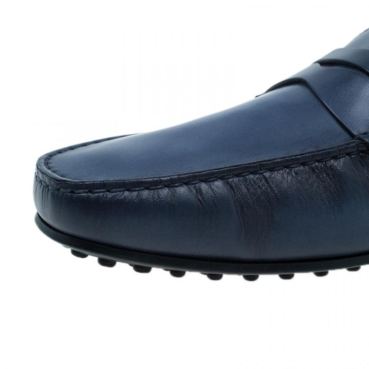 Pre Owned Tod's Blue Leather Loafers Size 43.5