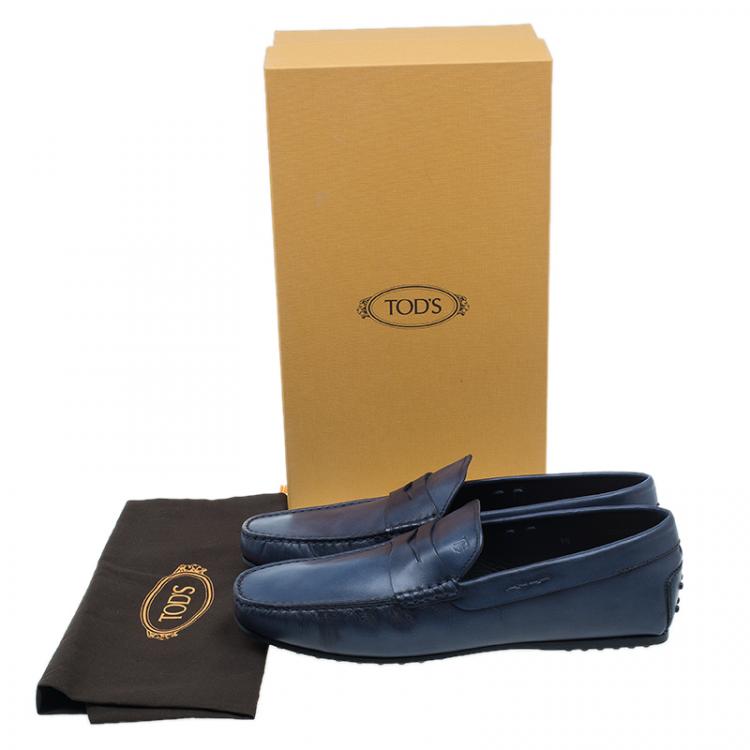 Pre Owned Tod's Blue Leather Loafers Size 43.5