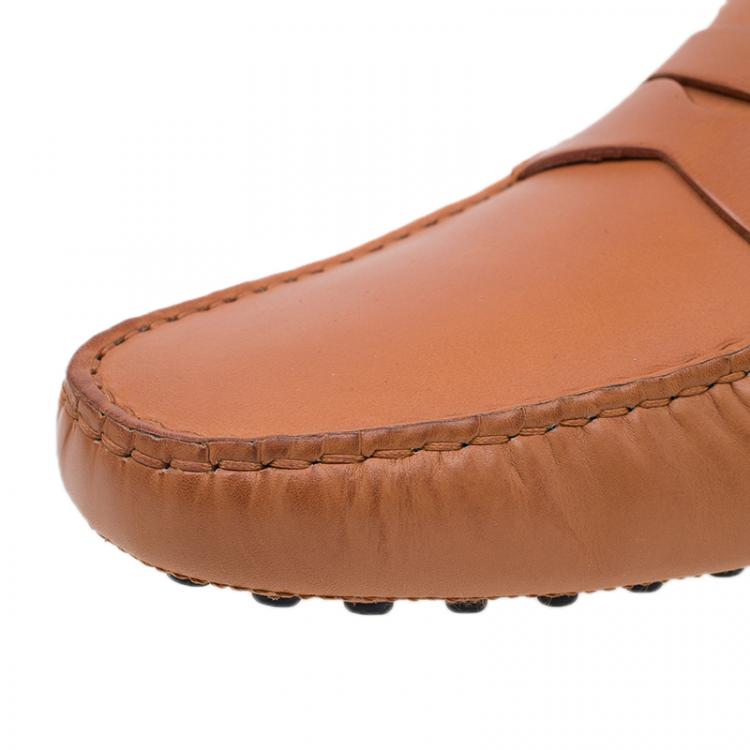 Pre Owned Tod's Orange Leather Penny Loafers Size 42