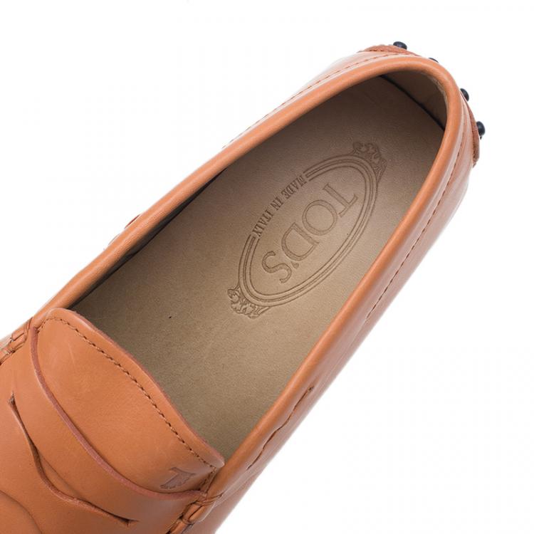 Pre Owned Tod's Orange Leather Penny Loafers Size 42
